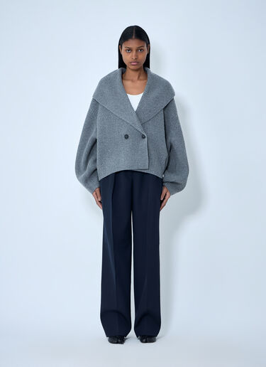 TOTEME Ribbed Wool Cardigan Grey tot0263011