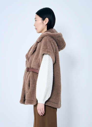 Max Mara Teddy Fabric Gilet Cape Light Brown max0259026