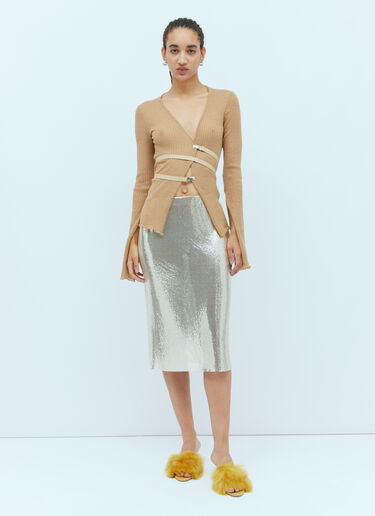 Wool-Blend Rib Knit Cardigan Sportmax Wool-Blend Rib Knit Cardigan Beige spx0254011