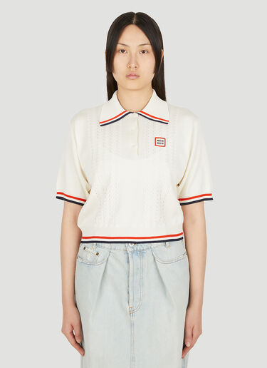 Miu Miu Stripe Trim Polo Shirt White miu0250003