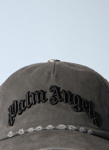 Curved Logo Distressed Cap Palm Angels Curved Logo Distressed Cap Grey pma0162033