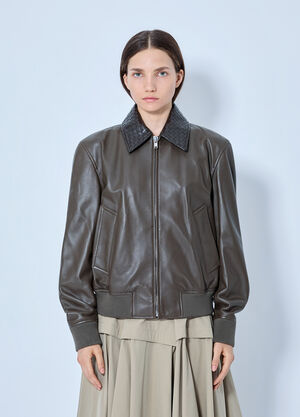 Bottega Veneta Shiny Leather Blouson Khaki bov0265063