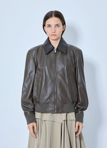 LN-CC® - Bottega Veneta: Shiny Leather Blouson - Khaki Bottega Veneta Shiny Leather Blouson Khaki bov0265063
