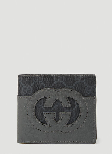 Gucci 徽标镂花双折钱包 深灰色 guc0152140