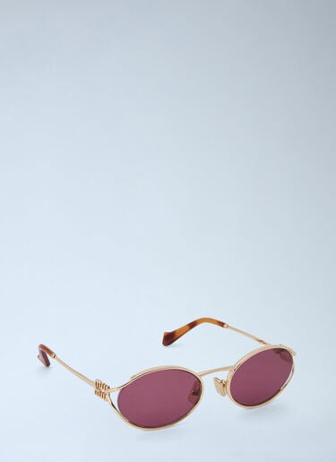 Miu Miu MU 52YS Oval Sunglasses Gold lmu0364003