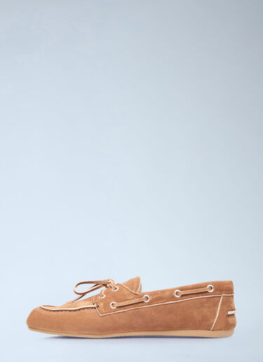 Miu Miu Faded Suede Loafers Brown miu0256046