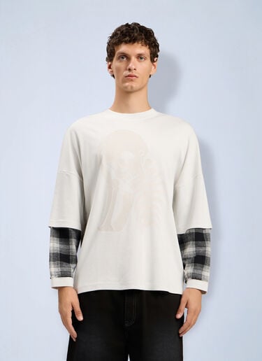 Palm Angels Skull Double Long-Sleeved T-Shirt White pma0164066