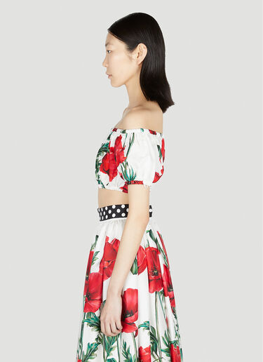 Dolce & Gabbana Poppy Print Bardot Top Red dol0251015