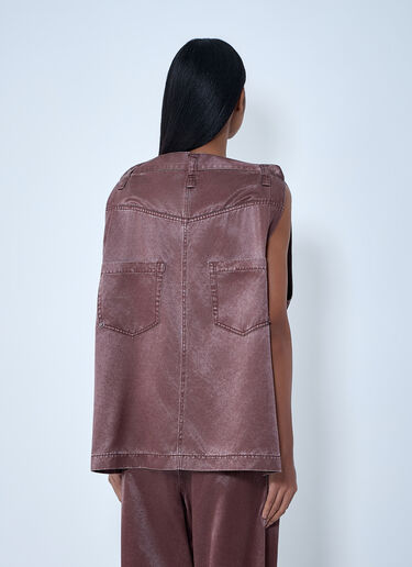 Issey Miyake Satin Denim Sleeveless Top Brown ism0263002