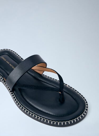 Dries Van Noten Leather Thong Sandals Black dvn0163032