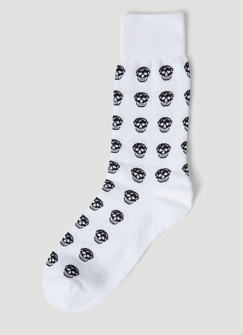Balenciaga Skull Motif Socks Beige bal0151051