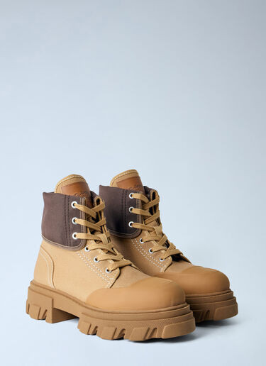 LN-CC® - GANNI: Cleated Canvas Trail Boots - Brown GANNI Cleated Canvas Trail Boots Brown gan0266017