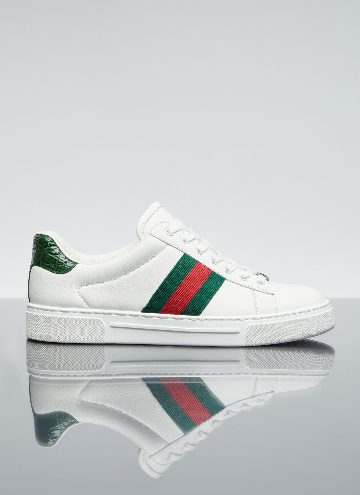 Gucci Sneakers Rubber Sole Contrasting Heel Tab In White