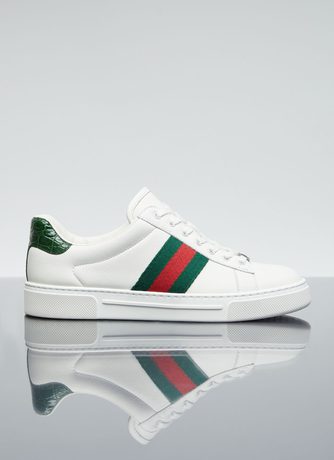 Shop Gucci Ace Web Sneakers In White