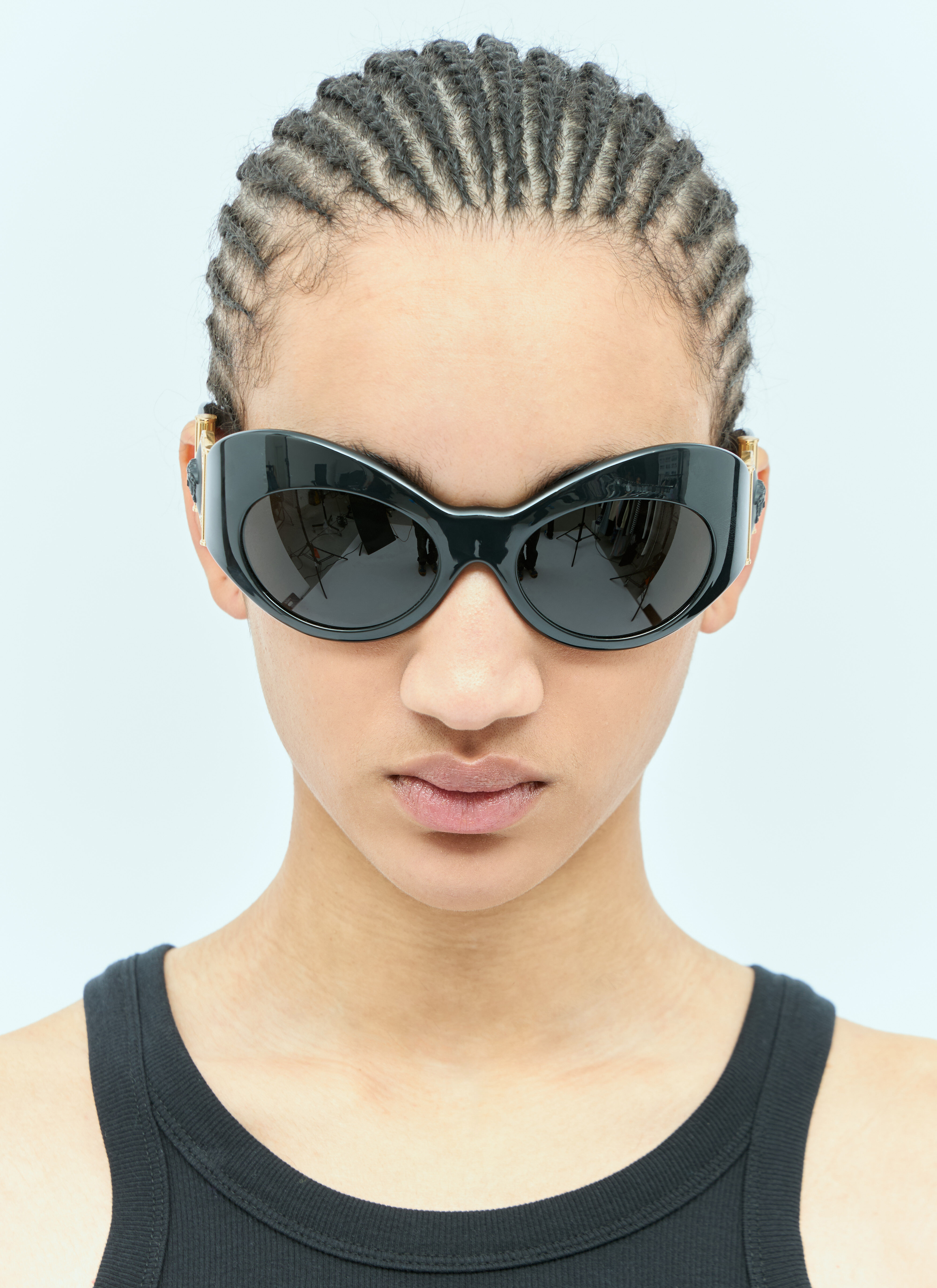 Versace Oval Shield Sunglasses Black ver0255031