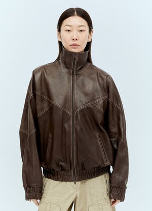 Acne Studios Supple Leather Jacket Brown acn0256017