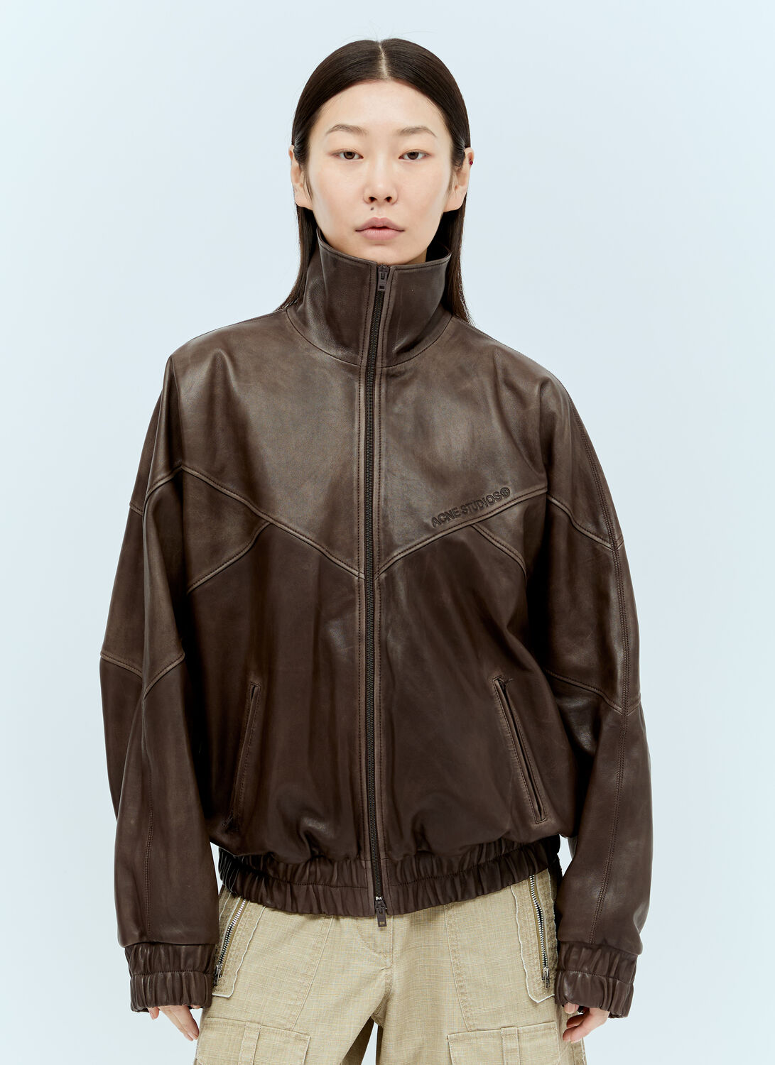 Shop Acne Studios Supple Leather Jacket In Brown