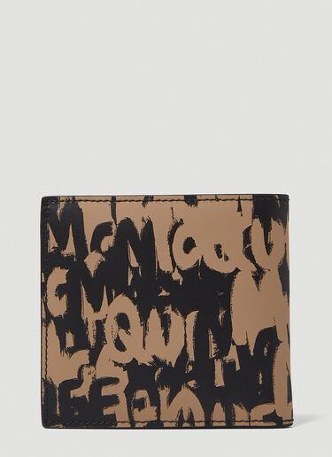 Alexander McQueen Contrast Graffiti Bifold Wallet Brown amq0149076