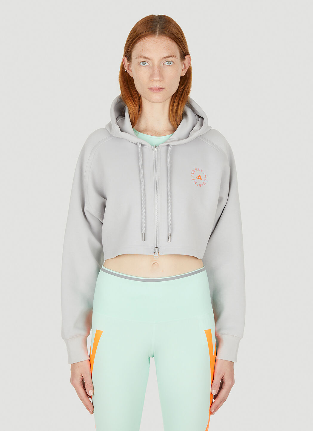 adidas by Stella McCartney Cropped Hooded Sweatshirt in Grey LN CC