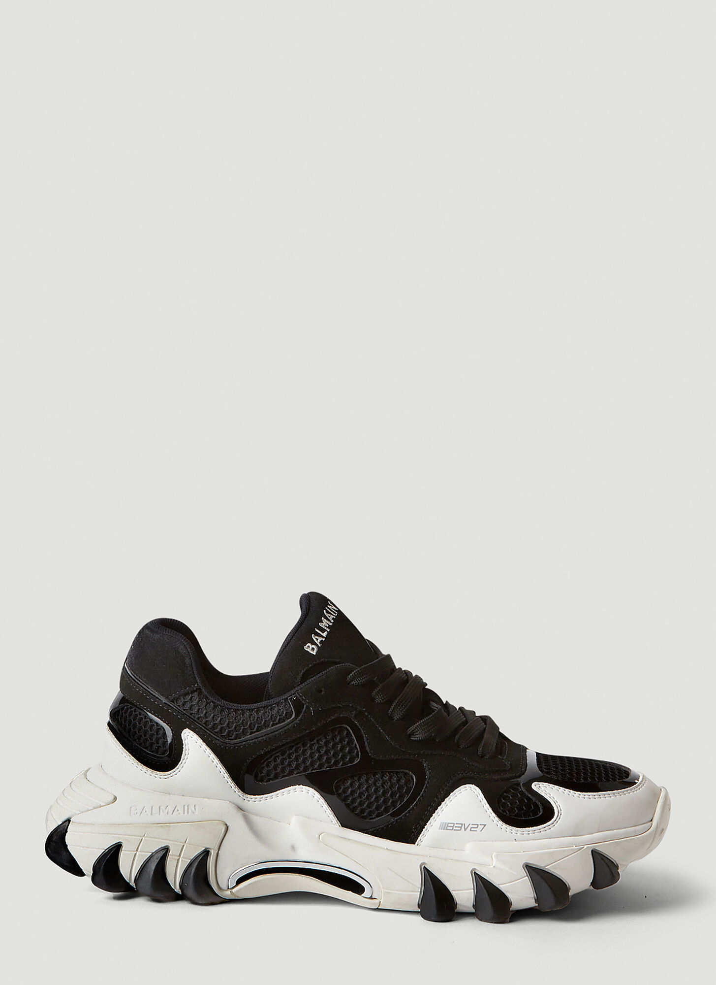 Shop Balmain B-east Leather Sneakers In White