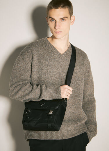 Prada Re-Nylon and Saffiano Leather Shoulder Bag Black pra0159012