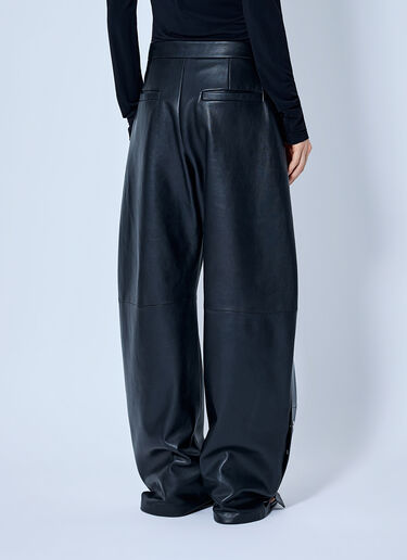 LN-CC® - Sportmax: Wide-Leg Leather Trousers - Black Sportmax Wide-Leg Leather Trousers Black spx0265009