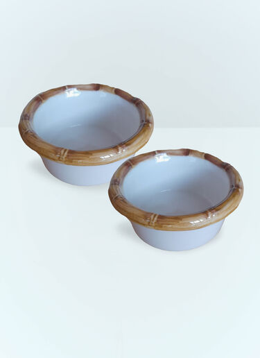 Les-Ottomans Set Of Two Bamboo Starter Bowls White wps0691393