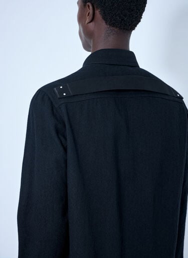 LN-CC® - Rick Owens: Wool Blend Overshirt - Black Rick Owens Wool Blend Overshirt Black ric0165070