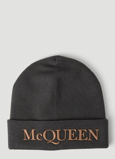 Alexander McQueen Embroidered Logo Beanie Hat Khaki amq0147078