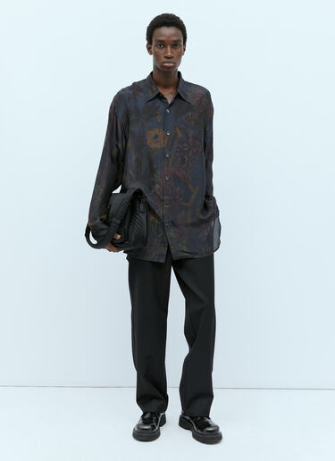 Dries Van Noten Silk Botanic Shirt Navy dvn0154016
