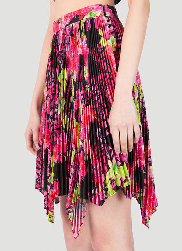 Versace Floral Logo Pleated Mini Skirt Pink vrs0251014