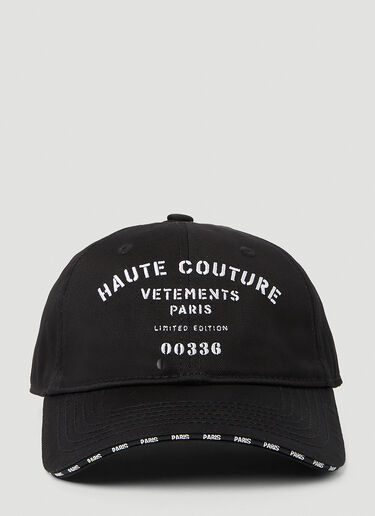 VETEMENTS Maison De Couture Baseball Cap Black vet0151021