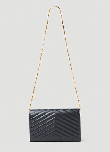 Saint Laurent Cassandre Matelassé Chain Wallet Black sla0253114
