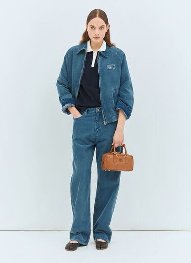 Miu Miu Logo Embroidery Polo Shirt Navy miu0359004