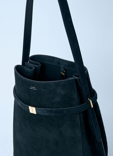 TOTEME Belted Suede Bucket Bag Black tot0261048
