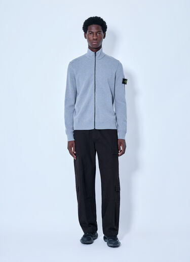 LN-CC® - Stone Island: Zip-Up Knit Sweater - Grey Stone Island Zip-Up Knit Sweater Grey sto0165066