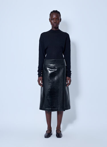 LN-CC® - Sportmax: Aquile Embossed Midi Skirt - Black Sportmax Aquile Embossed Midi Skirt Black spx0266021