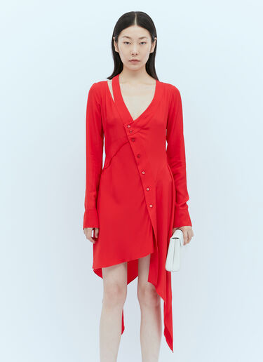 Stella McCartney Asymmetric Seam Cut-Out Dress Red stm0254003