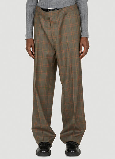 Prada Wool Checked Pants Brown pra0148016
