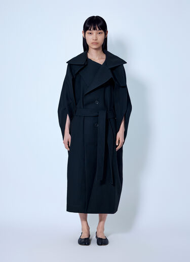 LN-CC® - Issey Miyake: Calligraph Trench Coat - Black Issey Miyake Calligraph Trench Coat Black ism0265012