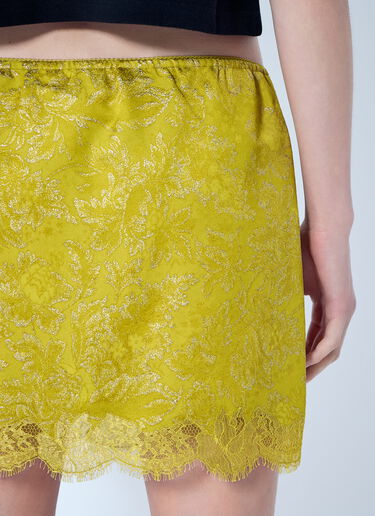 LN-CC® - Saint Laurent: Baroque Mini Skirt in Jacquard and Lace - Yellow Saint Laurent Baroque Mini Skirt in Jacquard and Lace Yellow sla0265026