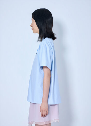 Miu Miu Short-Sleeve Cotton Poplin Shirt Blue miu0265005