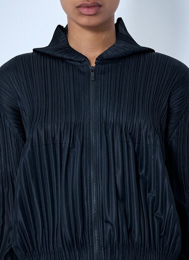 Pleats Please Issey Miyake Pleated Zip-Up Jacket Black plp0264001