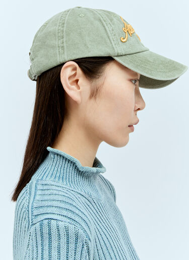 Acne Studios 3D 엠브로이더드 로고 베이스볼 캡 그린 acn0256043