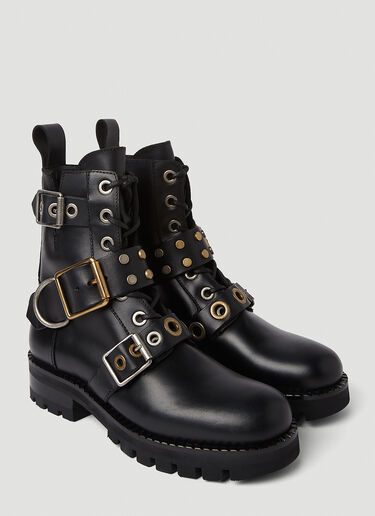 Vivienne Westwood 컴뱃 버클 부츠 블랙 vvw0249055