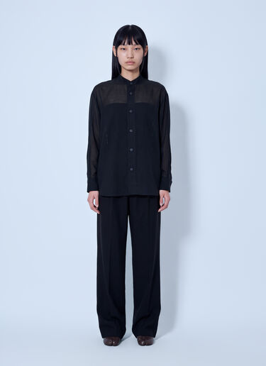LN-CC® - Issey Miyake: Sheer Wool Shirt - Black Issey Miyake Sheer Wool Shirt Black ism0265004