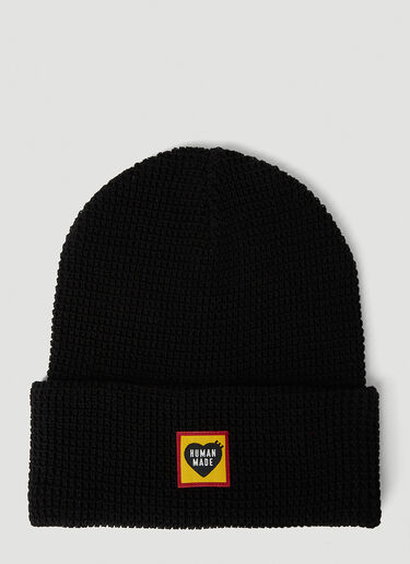 Human Made Waffle Knit Beanie Hat Black hmd0152034
