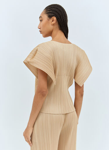 Pleats Please Issey Miyake Wide-Sleeves Top Beige plp0258006