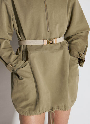 Prada Half-Zip Long Sleeve Dress Khaki pra0256008