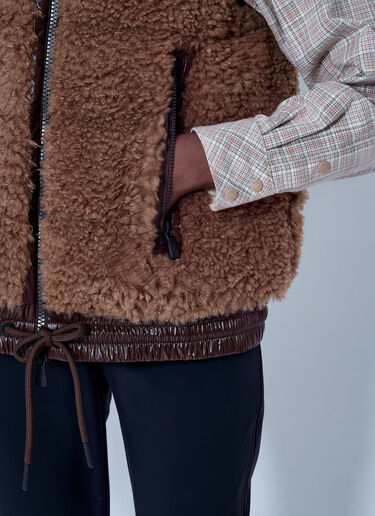 LN-CC® - Moncler Grenoble: Shearling Hooded Gilet - Beige Moncler Grenoble Shearling Hooded Gilet Beige mog0265017